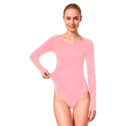 Malla Ballet Baile Gimnasia Manga Larga Rosa Dama Adulto